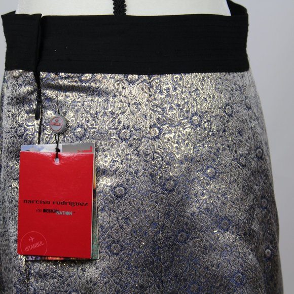 NWT Narciso Rodriguez x Design Nation Women's Skirt 6 Jacquard Gold Metallic - Picture 6 of 9